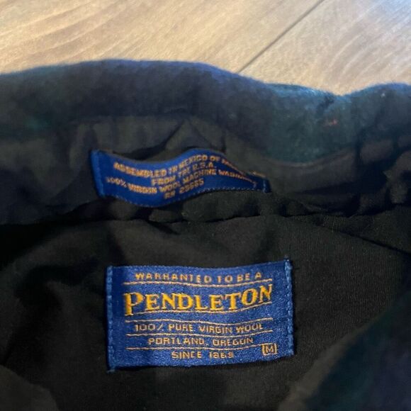 Pendleton Blue Plaid Buttonup 100% Virgin Wool ‎ Men Medium Bin G-19 - Picture 3 of 6